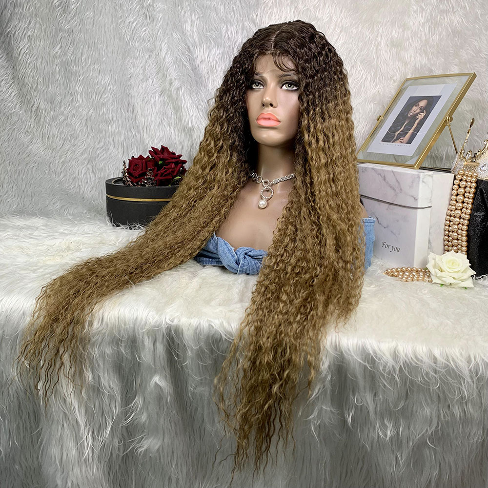레이스 프런트 합성 머리 가발 블리스 30 인치 긴 아프리카 곱슬 곱슬 긴 합성 머리 가발 아프리카 여성의 머리 가발